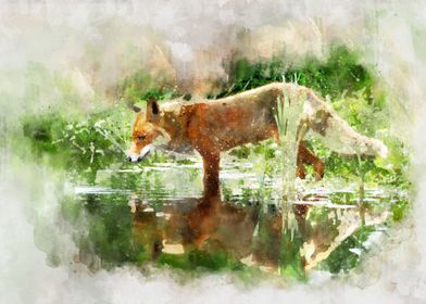 Watercolor Fox