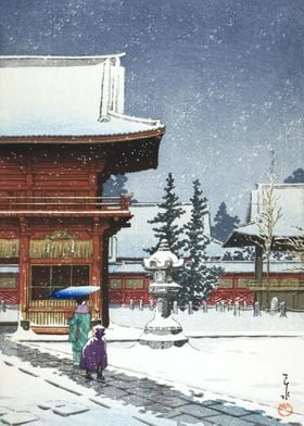 Nezu Shrine In Snow