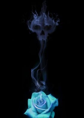 Blue Pale Rose Skull