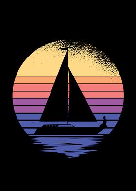 Retro Sunset Sailboat