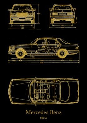 Mercedes Benz 560SE gold 