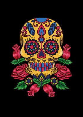 Mexican Skull With Roses