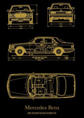 Mercedes Benz SE W201 gold