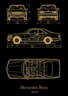 Mercedes Benz 560SEC gold 