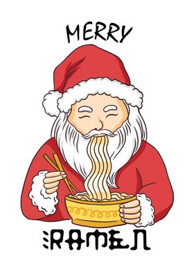 Merry Ramen Santa Eating