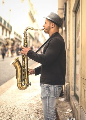 Saxophone Man busking