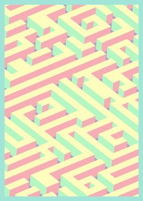 Maze vector art in pastel