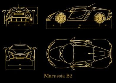 Marussia B2 Blueprint gold