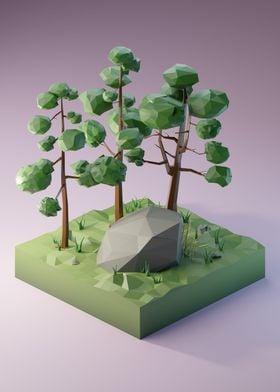 The Rock Low Poly Diorama