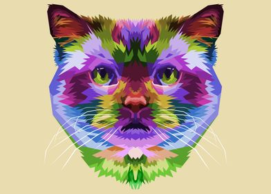 colorful cat head on pop