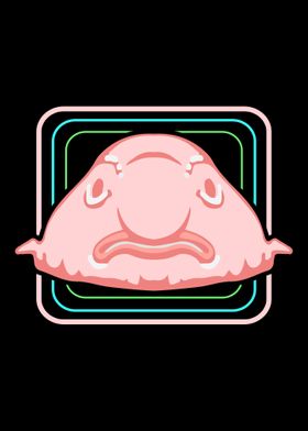 Pink blobfish, pixel art character isolated on white background. 8 bit  funny meme ugly fish icon. Old school vintage retro slot machine/video game  graphics. Deep ocean water animal logotype. Stock Vector