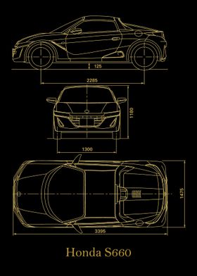 honda S660 blueprint gold