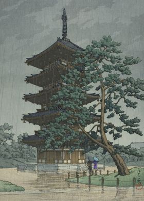 Kofukuji Pagoda In Rain