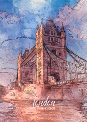 London Tower Bridge Sketch