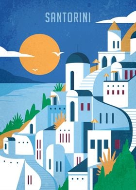 Santorini Vintage Poster