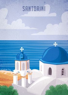 Santorini Vintage Poster