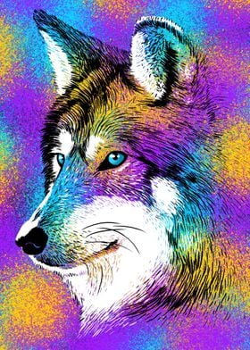 Sketch Wolf Rainbow