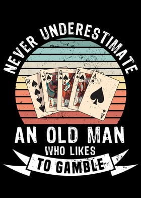 Retro Old Man Gambling Fan