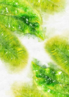 green leaf watercolor 