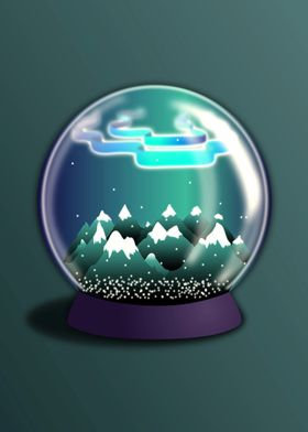 Snow globe with mountains