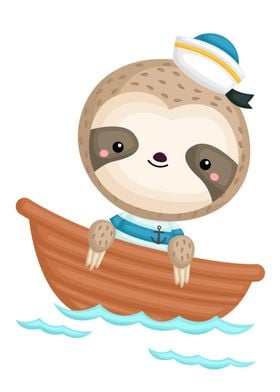 cute sloth in a sailor 