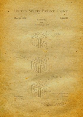 33 Dice Patent Print 1925