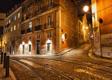 Street in Lisbon by Night