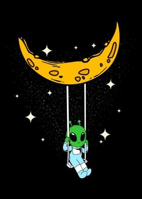 Cute Alien Poster Art Print By Funnygifts Displate