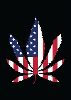 Usa flag Marijuana leaf