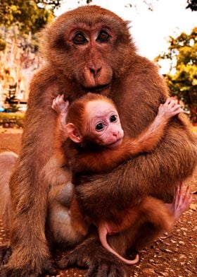 Momma monkey with a baby