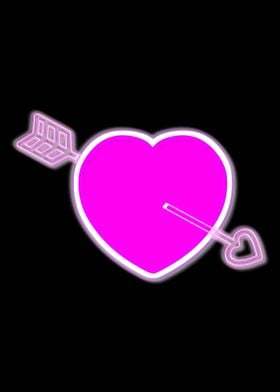 Neon love heart and arrow