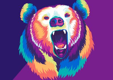 Angry bear pop art