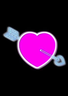 Neon pink love heart