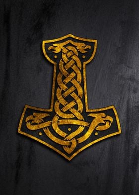 Viking Symbol Hammer Gold