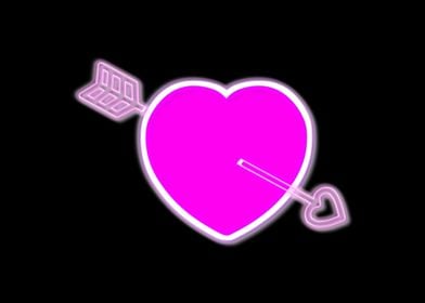 Neon love heart and arrow