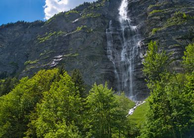 Waterfall Swiss Landscape