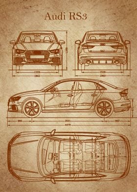 Audi RS3 2017 Blueprint 