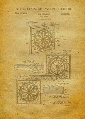 34 Dart Board Patent 1936