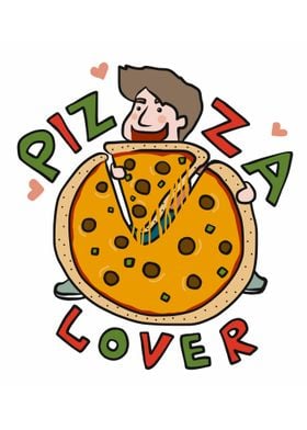 Pizza lover man catoon