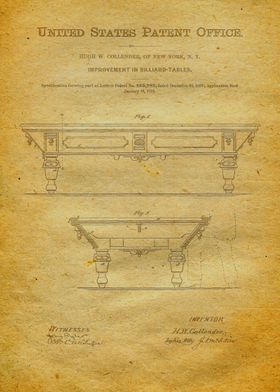 32 Pool Table Patent 1872