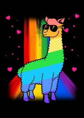 Rainbow LGBT Llama Gay Les