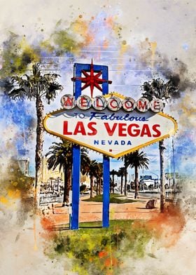 Las Vegas in Watercolor