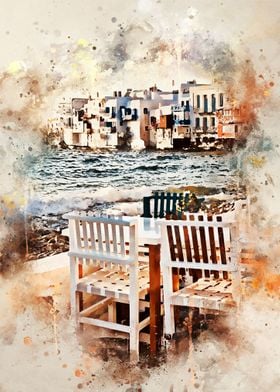 Mykonos in Watercolor