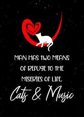 Cat And Music Wall Art