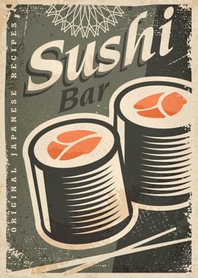 Sushi Bar Vintage Poster