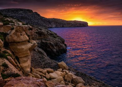 Malta Sea Coast At Sunrise