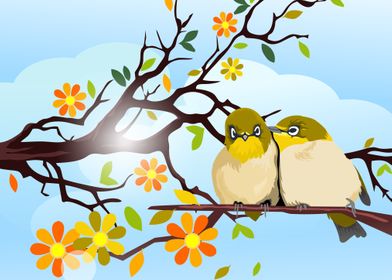 Spring background bird