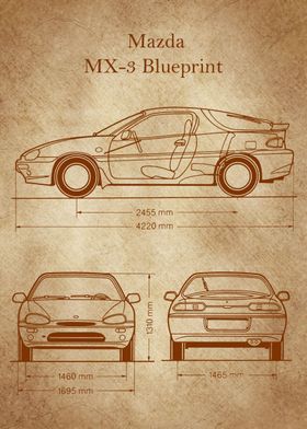 mazda MX3 blueprint old 