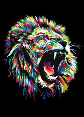 colorful lion head