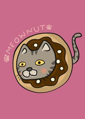 Meownut Tabby cat donut